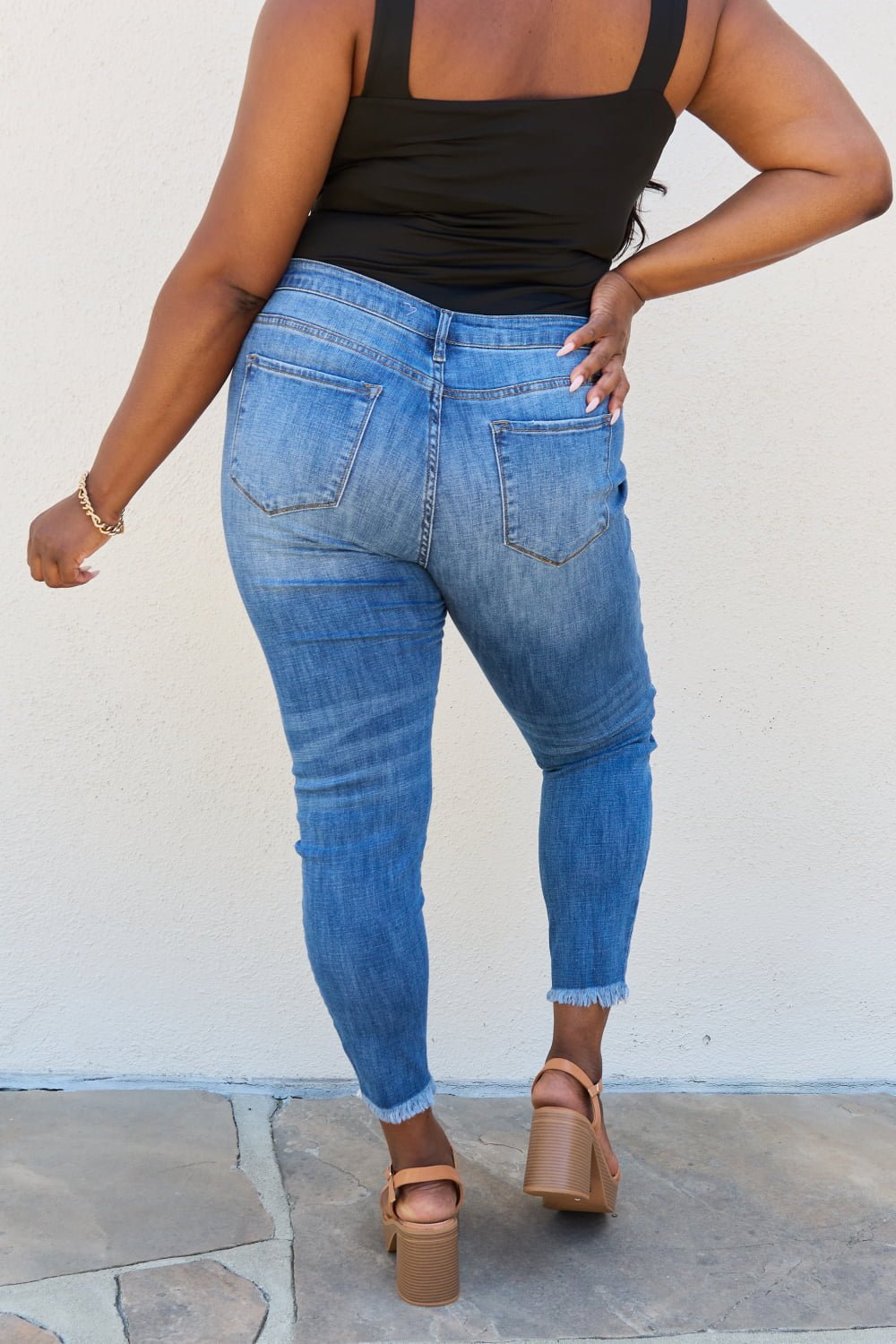 Raw Hem High Rise Skinny Jeans - Quelle's BoutiQue