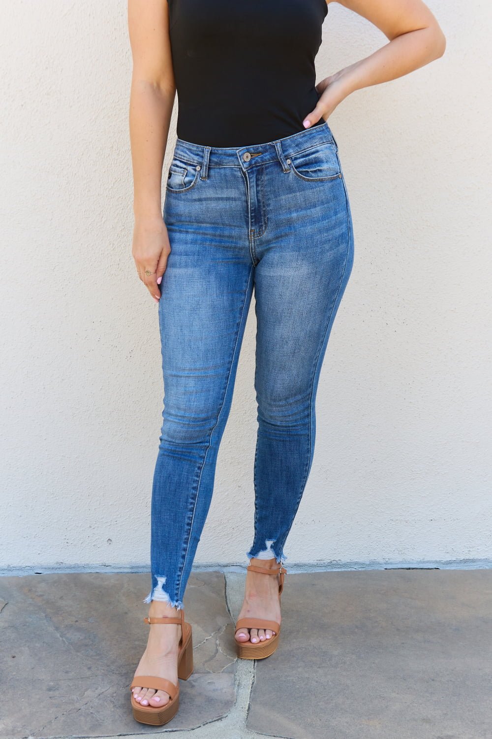 Raw Hem High Rise Skinny Jeans - Quelle's BoutiQue