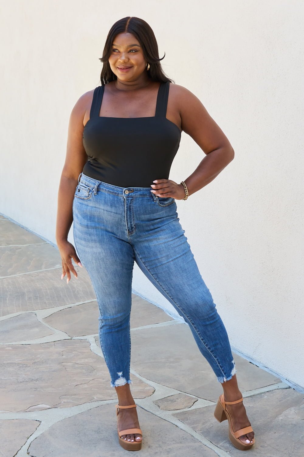 Raw Hem High Rise Skinny Jeans - Quelle's BoutiQue
