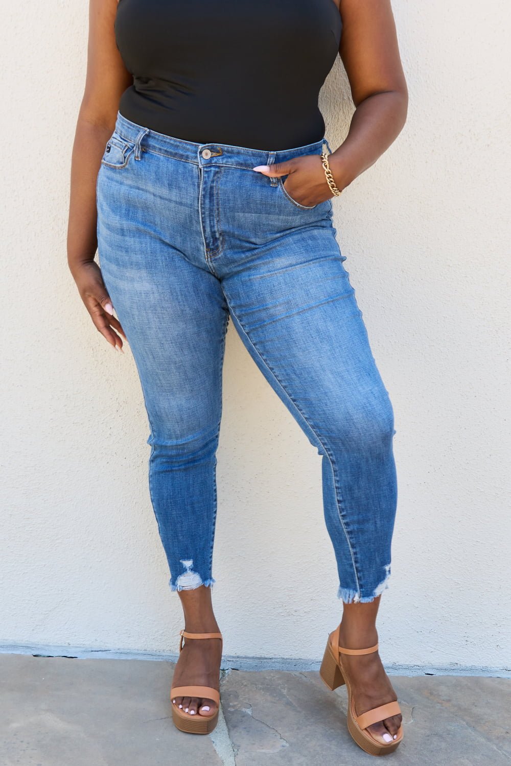 Raw Hem High Rise Skinny Jeans - Quelle's BoutiQue