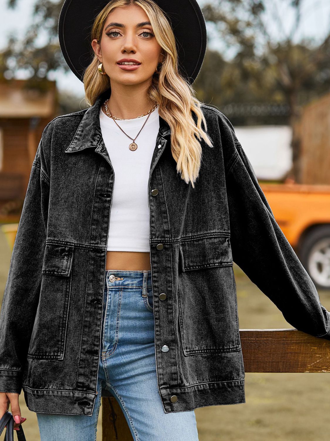 Relaxed Fit Denim Jacket - Quelle's BoutiQue
