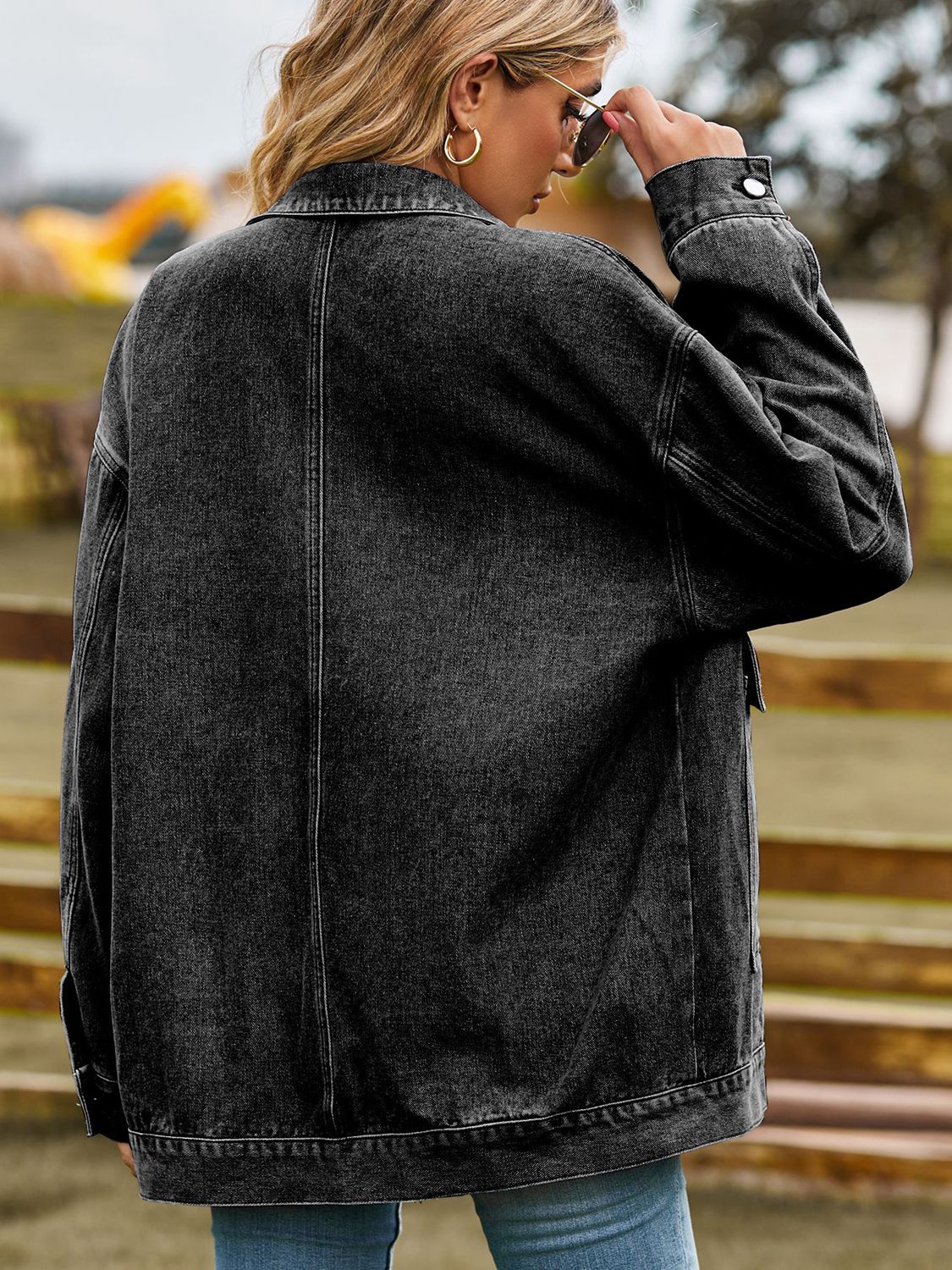 Relaxed Fit Denim Jacket - Quelle's BoutiQue