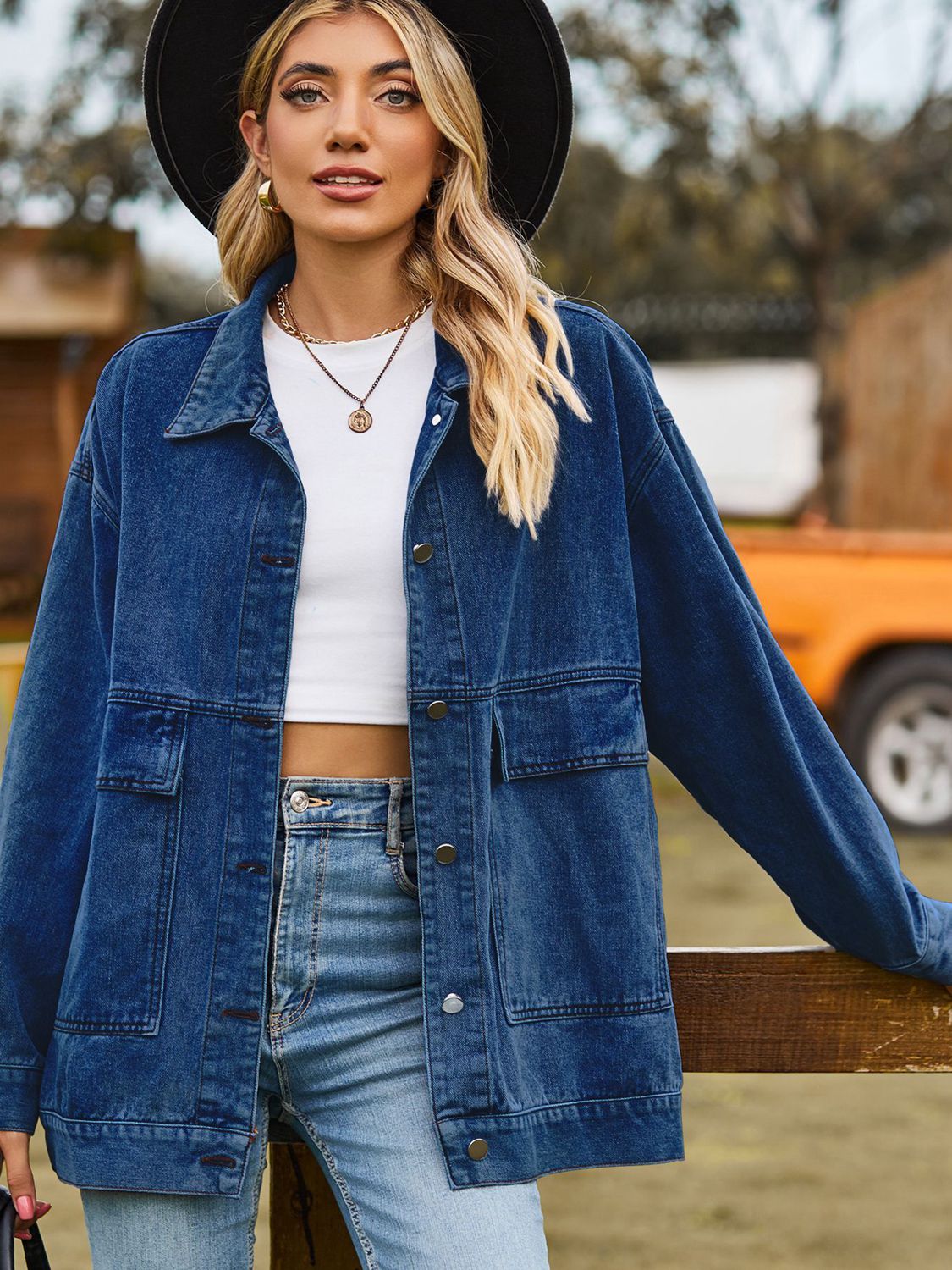 Relaxed Fit Denim Jacket - Quelle's BoutiQue