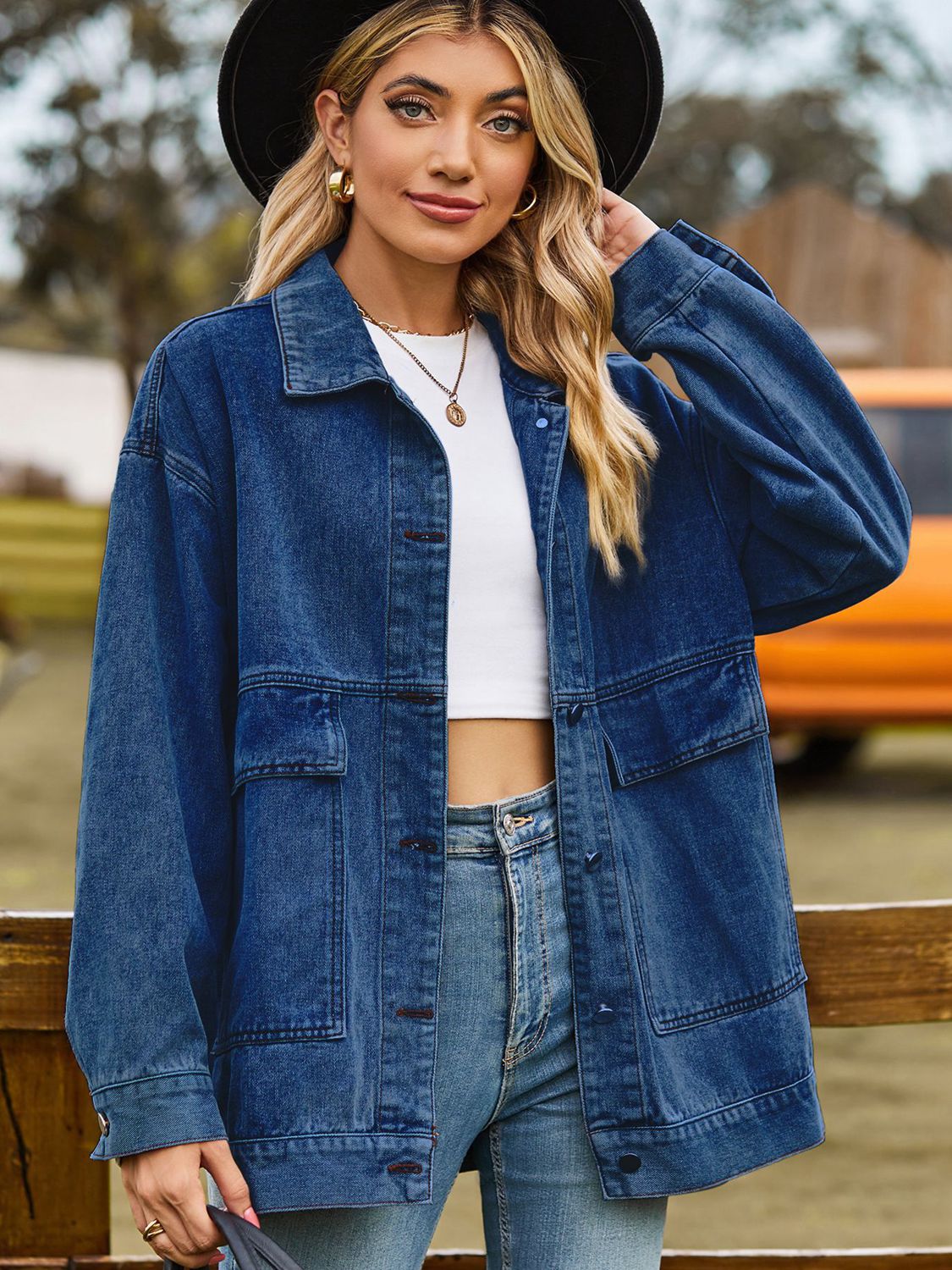 Relaxed Fit Denim Jacket - Quelle's BoutiQue