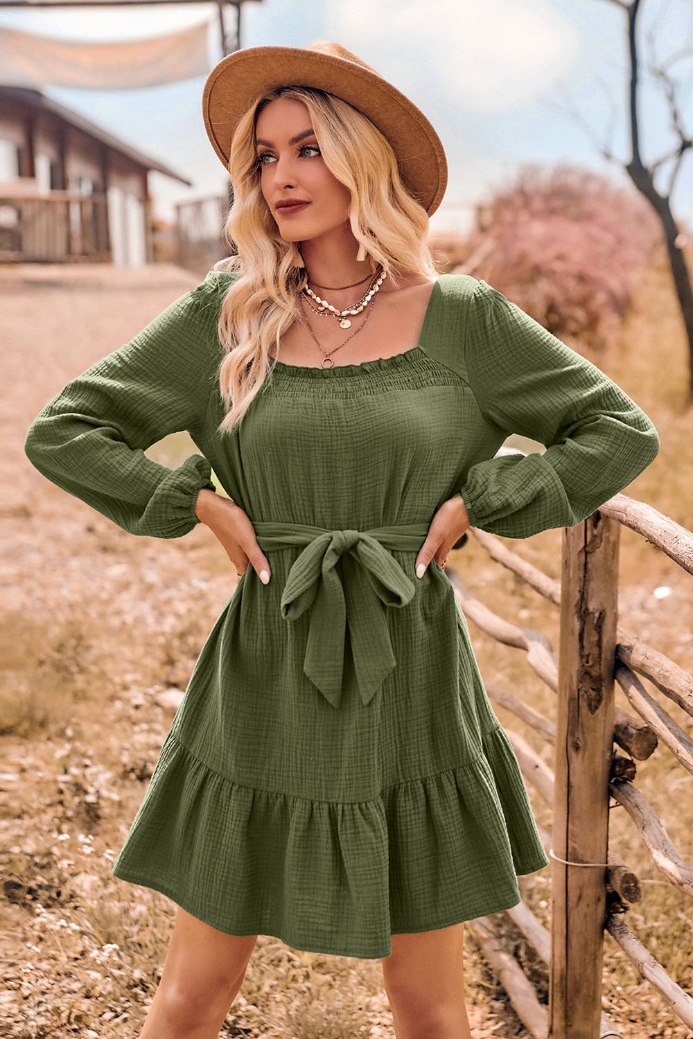 Ruffle Hem Balloon Sleeve Mini Dress - Quelle's BoutiQue