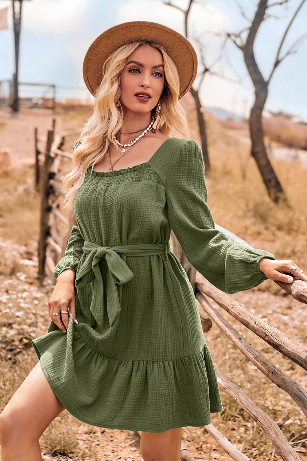 Ruffle Hem Balloon Sleeve Mini Dress - Quelle's BoutiQue