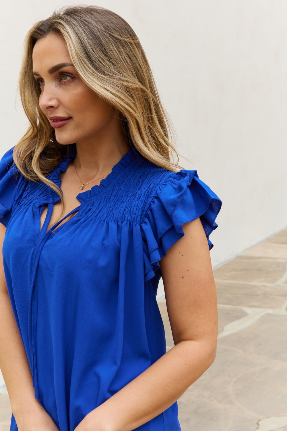 Ruffle Sleeve Smocked Mini Dress - Quelle's BoutiQue