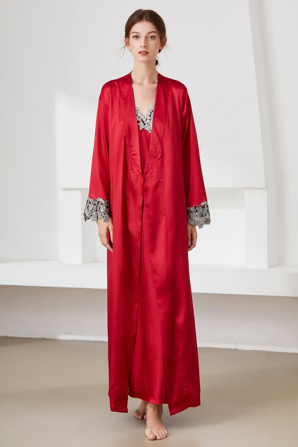 Satin Night Dress and Robe Set - Quelle's BoutiQue