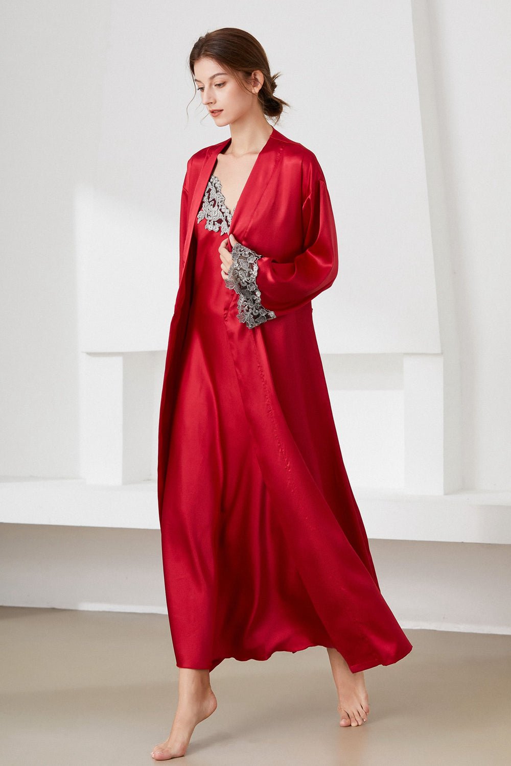 Satin Night Dress and Robe Set - Quelle's BoutiQue
