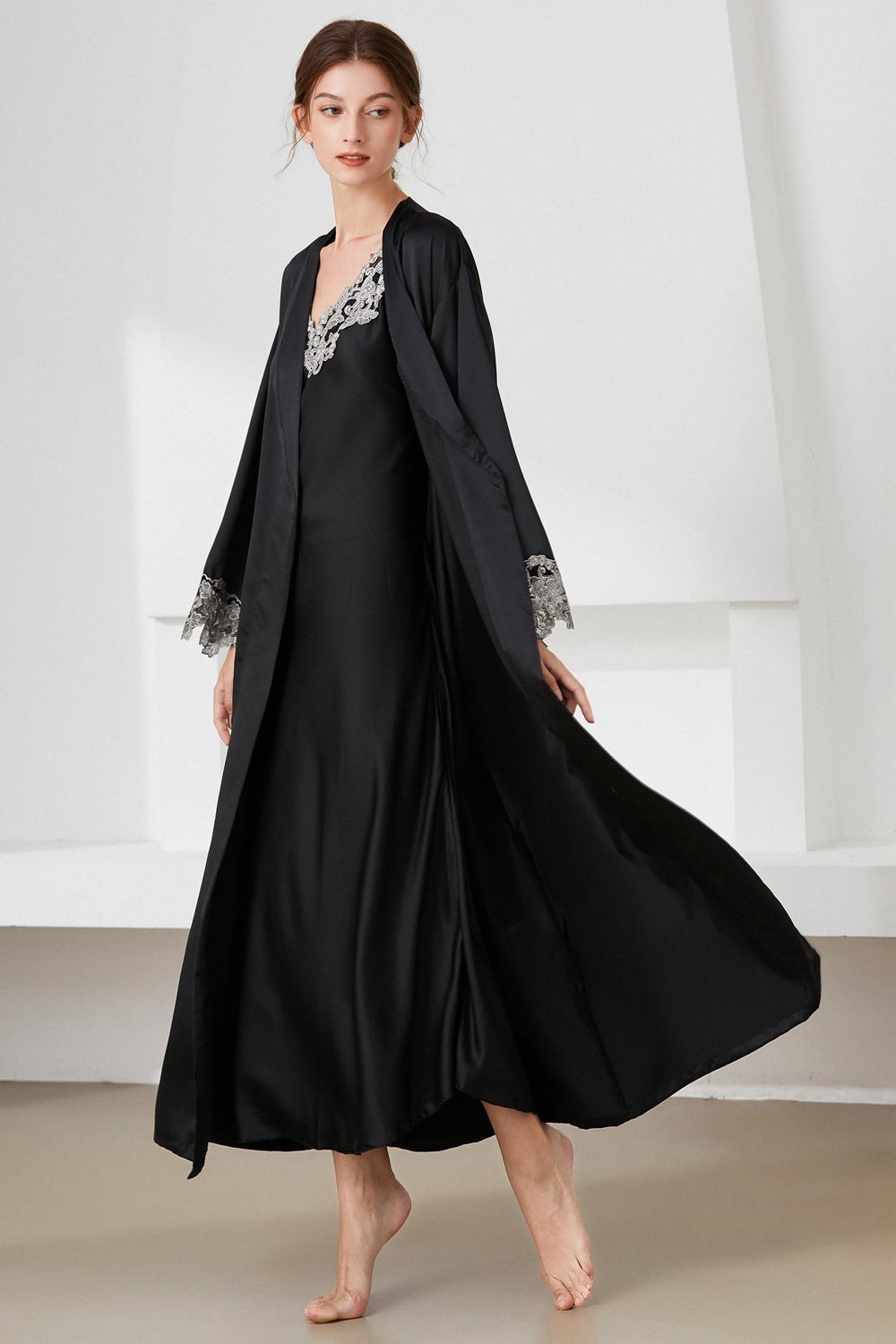 Satin Night Dress and Robe Set - Quelle's BoutiQue