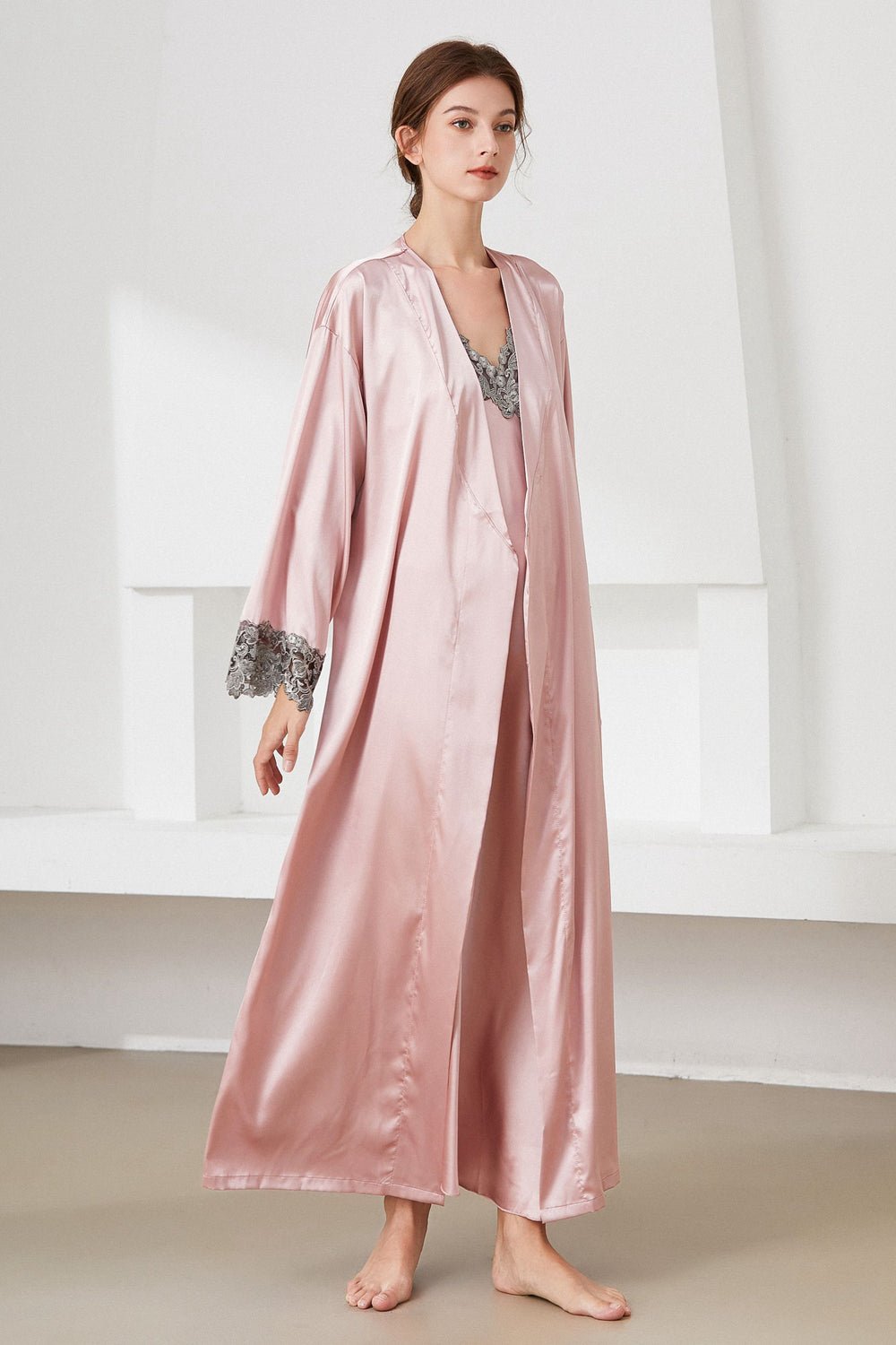 Satin Night Dress and Robe Set - Quelle's BoutiQue