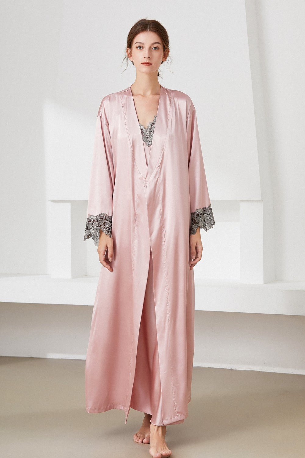 Satin Night Dress and Robe Set - Quelle's BoutiQue