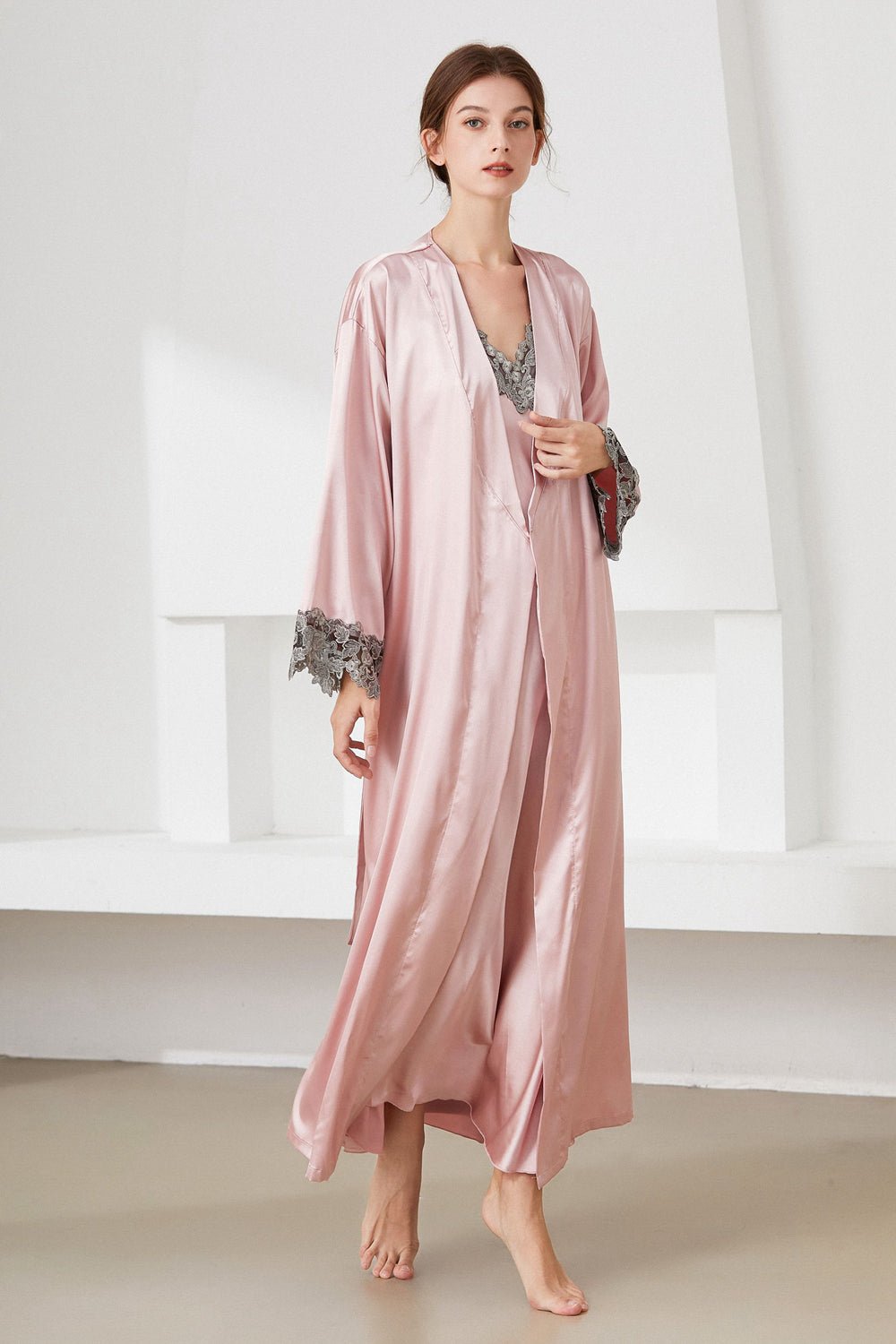 Satin Night Dress and Robe Set - Quelle's BoutiQue