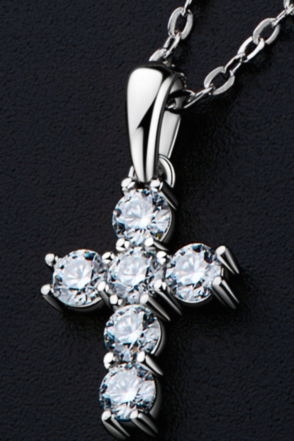 Silver Cross Moissanite Pendant Necklace - Quelle's BoutiQue