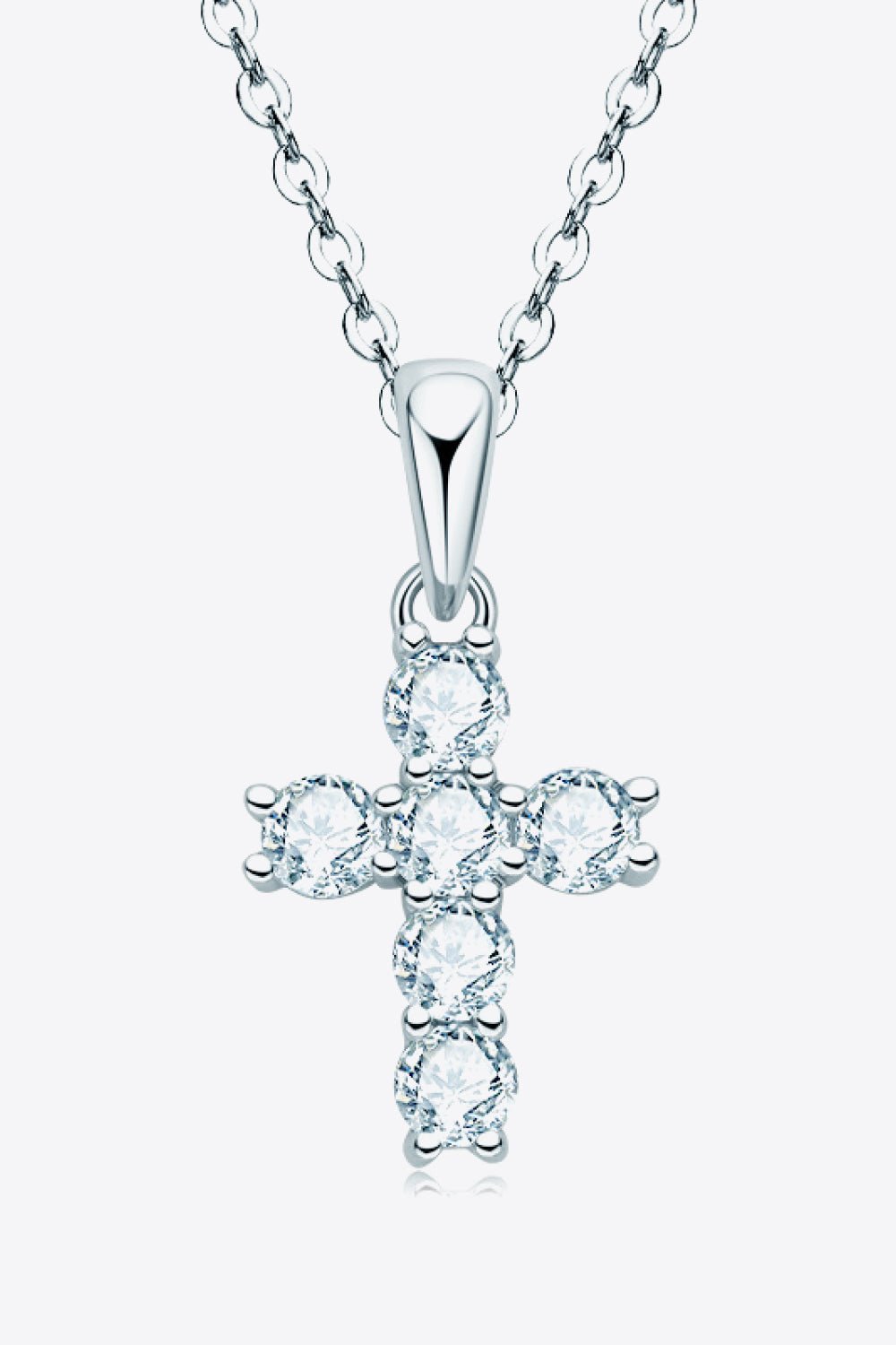 Silver Cross Moissanite Pendant Necklace - Quelle's BoutiQue