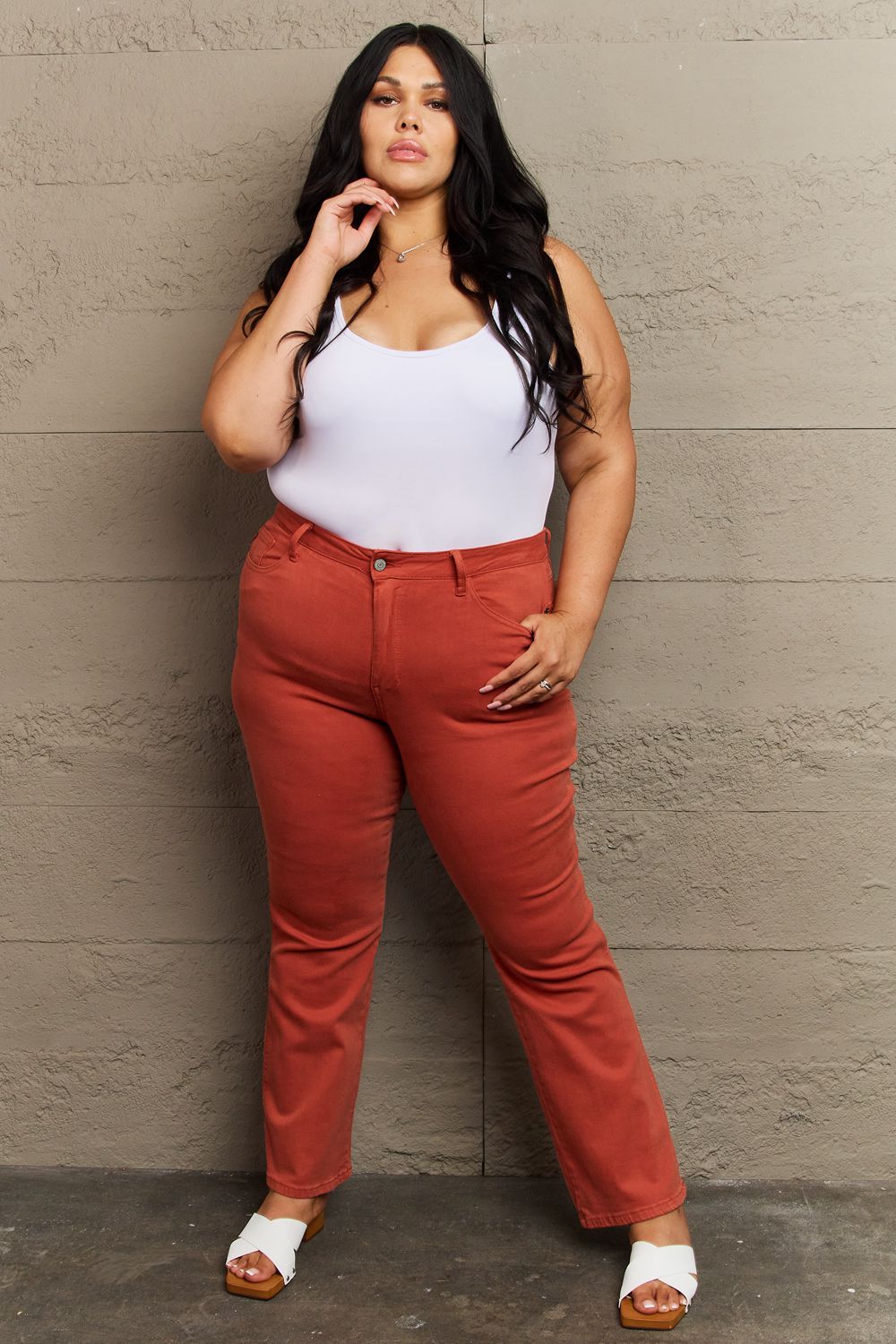 Slim Bootcut Terracotta Jeans - Quelle's BoutiQue
