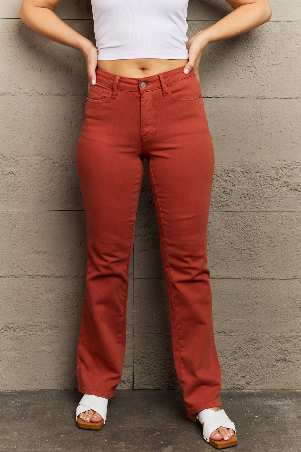 Slim Bootcut Terracotta Jeans - Quelle's BoutiQue