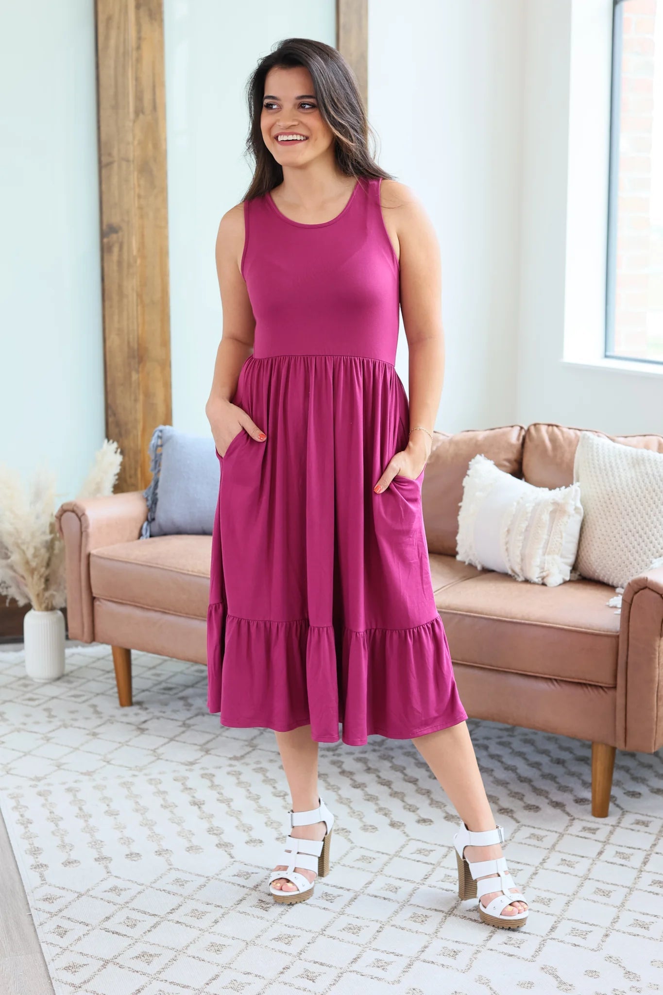 Solid Midi Tank Dress - Quelle's BoutiQue
