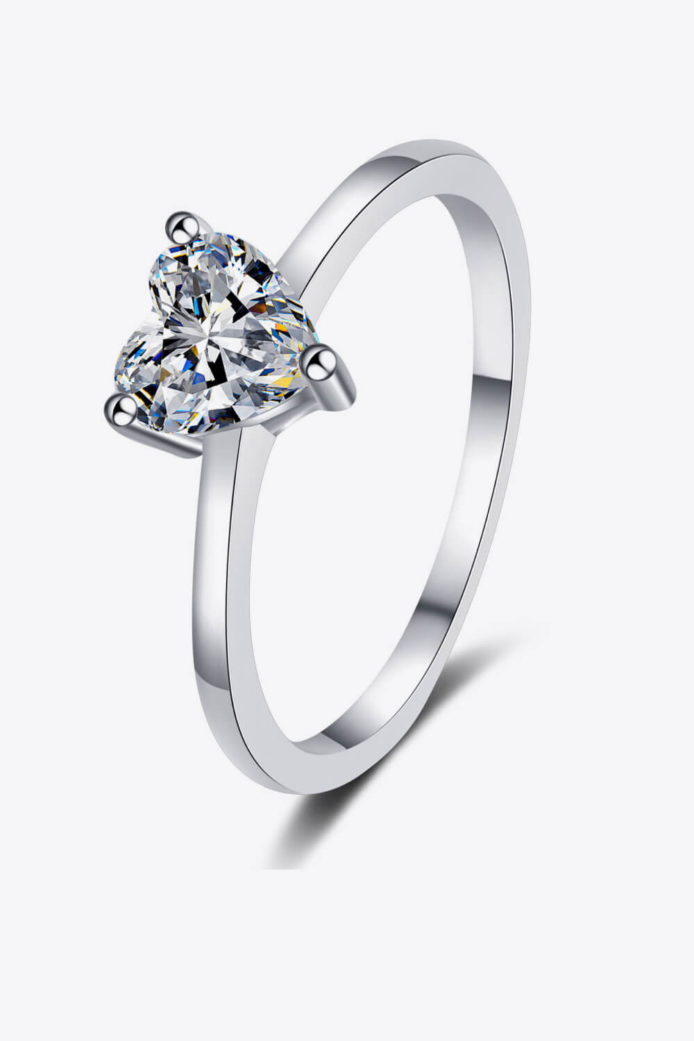 Sterling Silver Heart-Shaped Moissanite Solitaire Ring - Quelle's BoutiQue