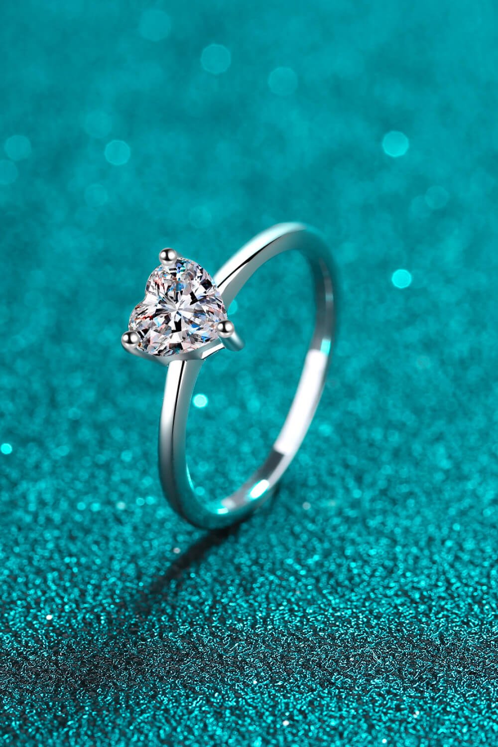 Sterling Silver Heart-Shaped Moissanite Solitaire Ring - Quelle's BoutiQue