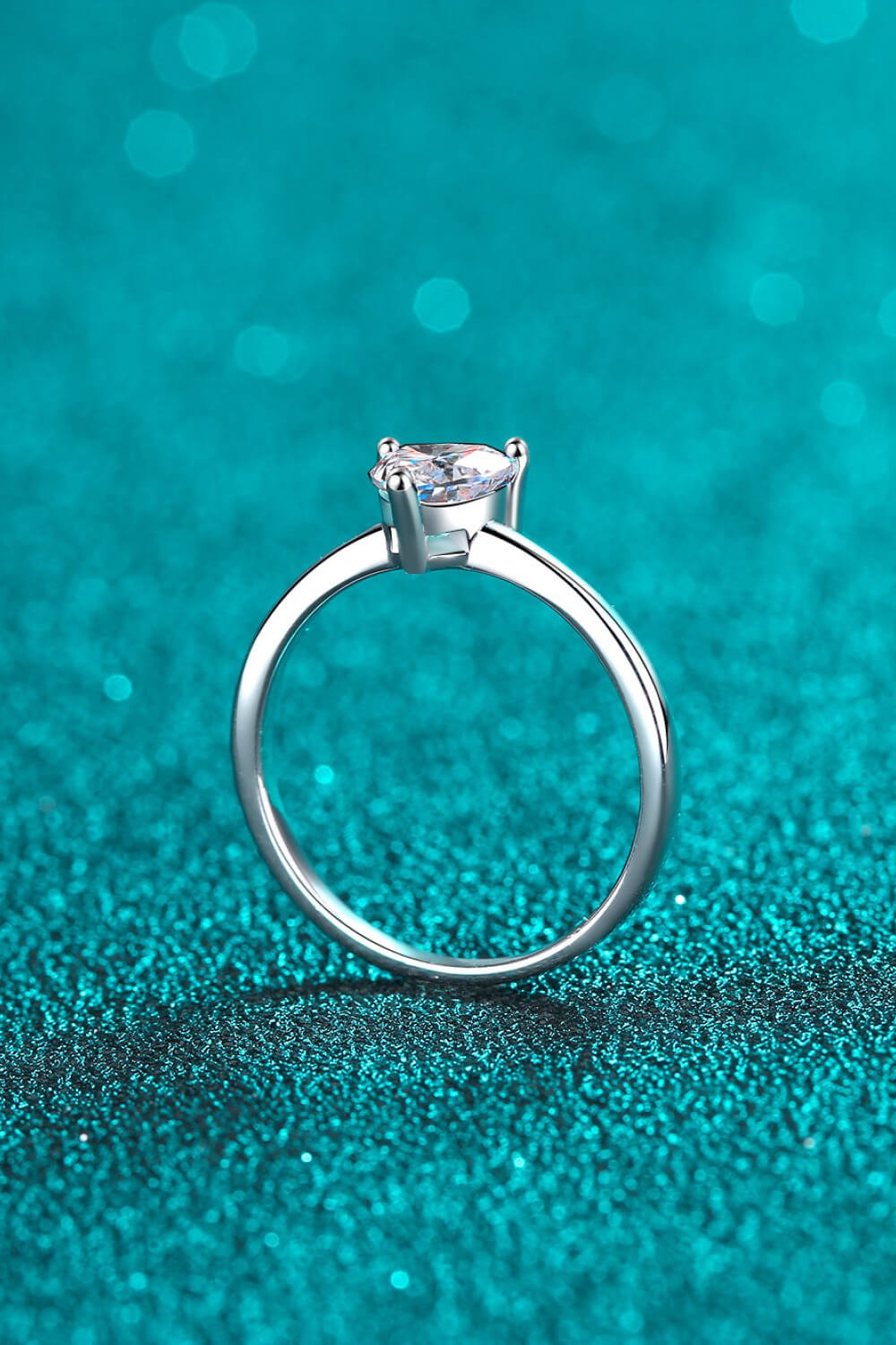 Sterling Silver Heart-Shaped Moissanite Solitaire Ring - Quelle's BoutiQue
