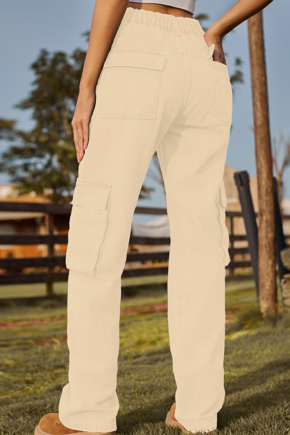 Stretch Waist Cargo Denim Jeans - Quelle's BoutiQue