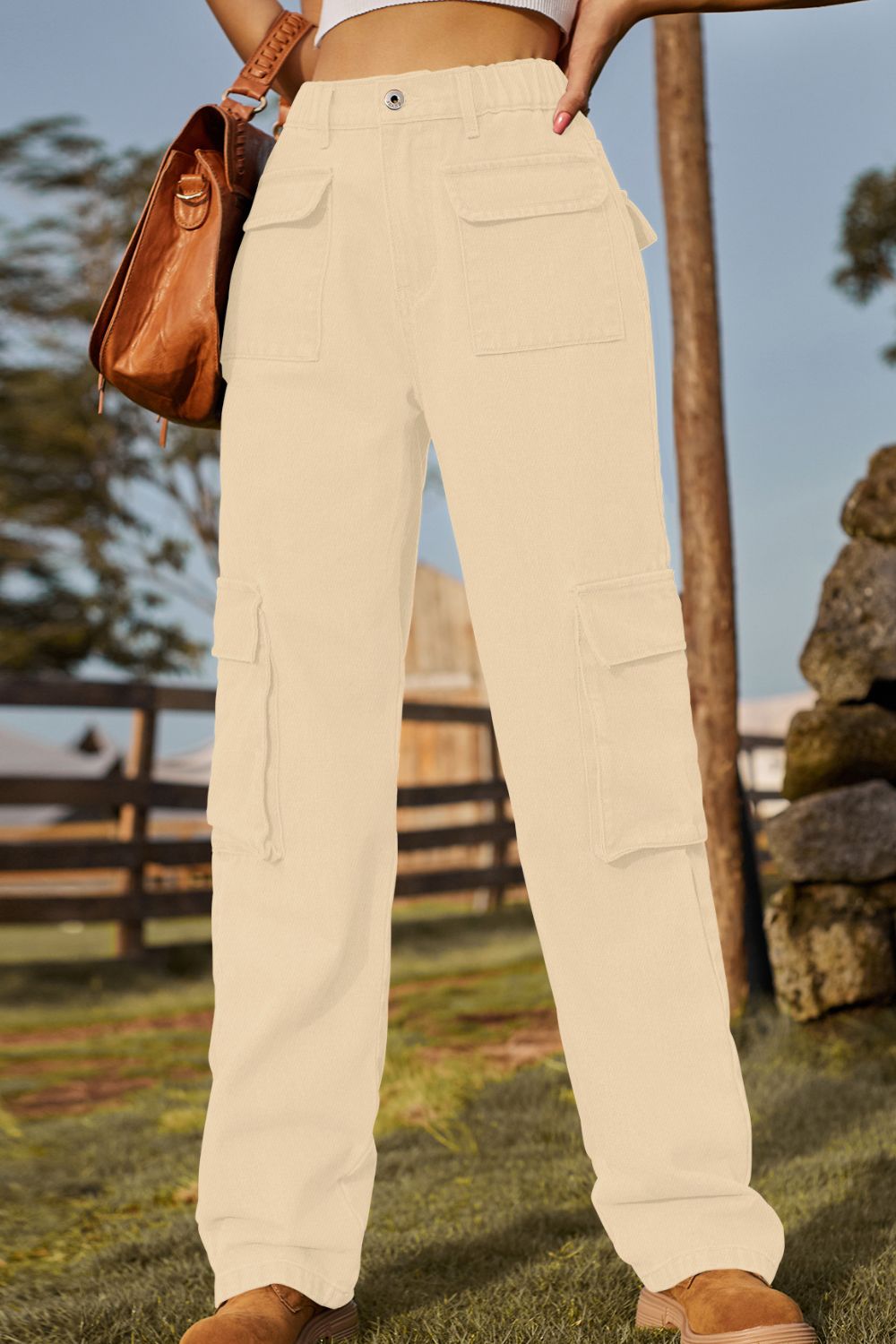Stretch Waist Cargo Denim Jeans - Quelle's BoutiQue
