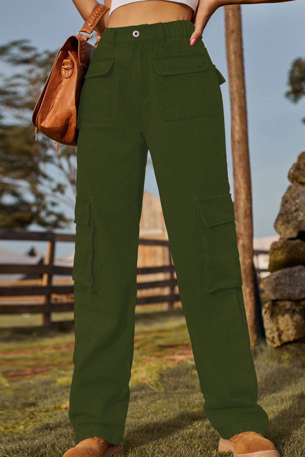 Stretch Waist Cargo Denim Jeans - Quelle's BoutiQue