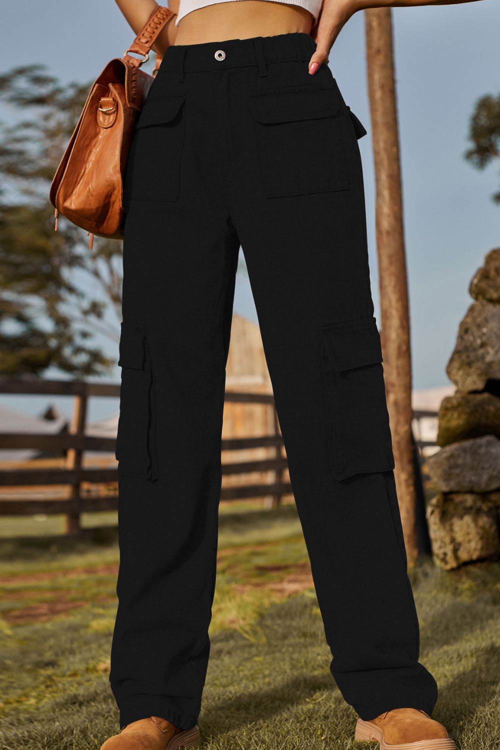 Stretch Waist Cargo Denim Jeans - Quelle's BoutiQue