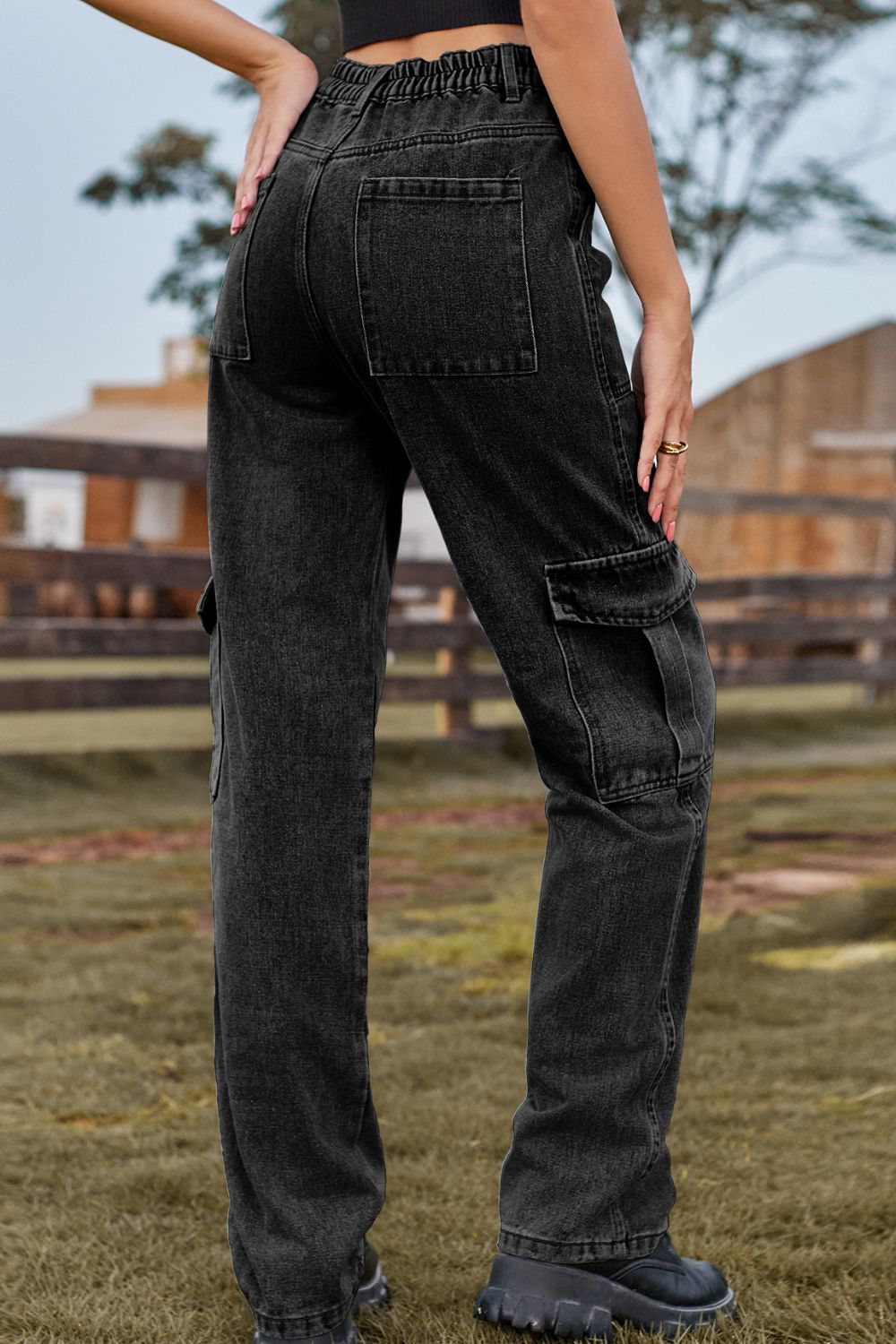 Stretch Waist Cargo Denim Jeans - Quelle's BoutiQue