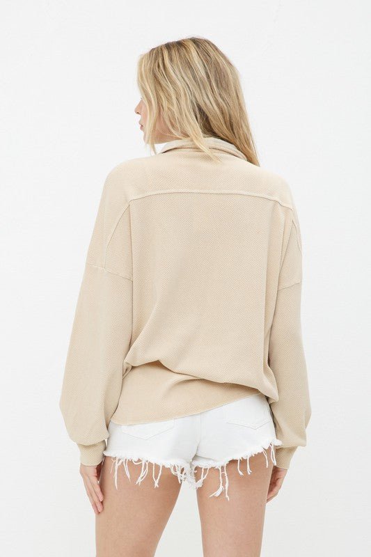 Textured Knit Shirt Jacket - Quelle's BoutiQue