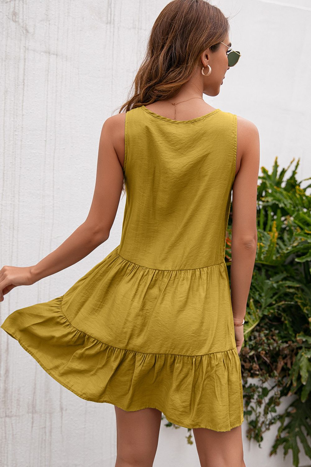 Tiered Lace Neck Accent Mini Dress - Quelle's BoutiQue