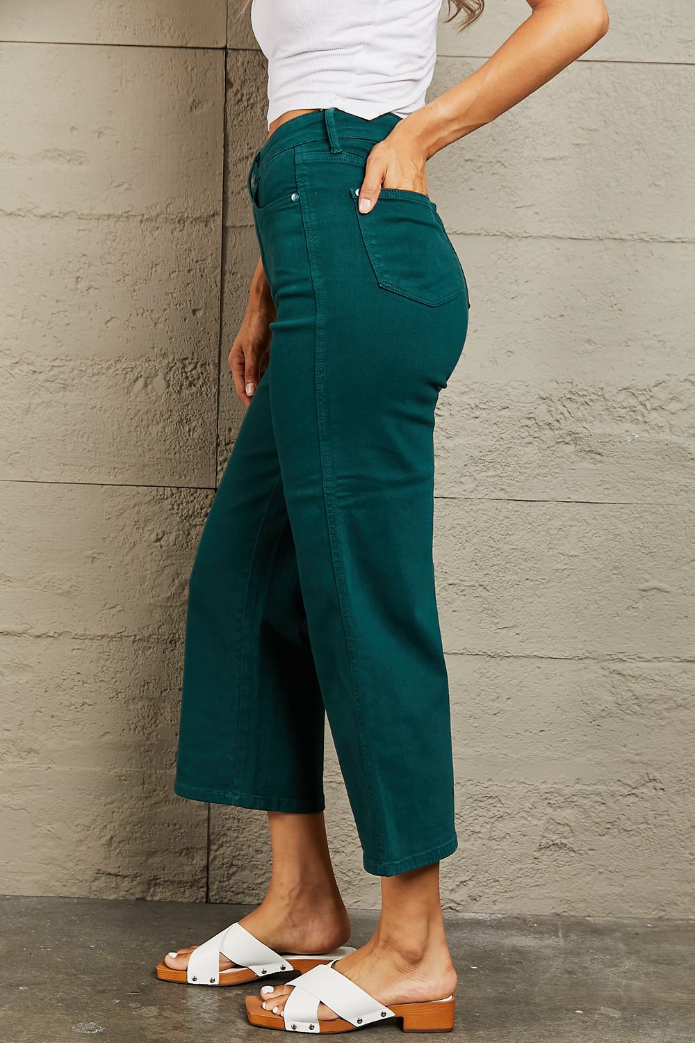 Tummy Control Cropped Wide Leg Jeans - Quelle's BoutiQue