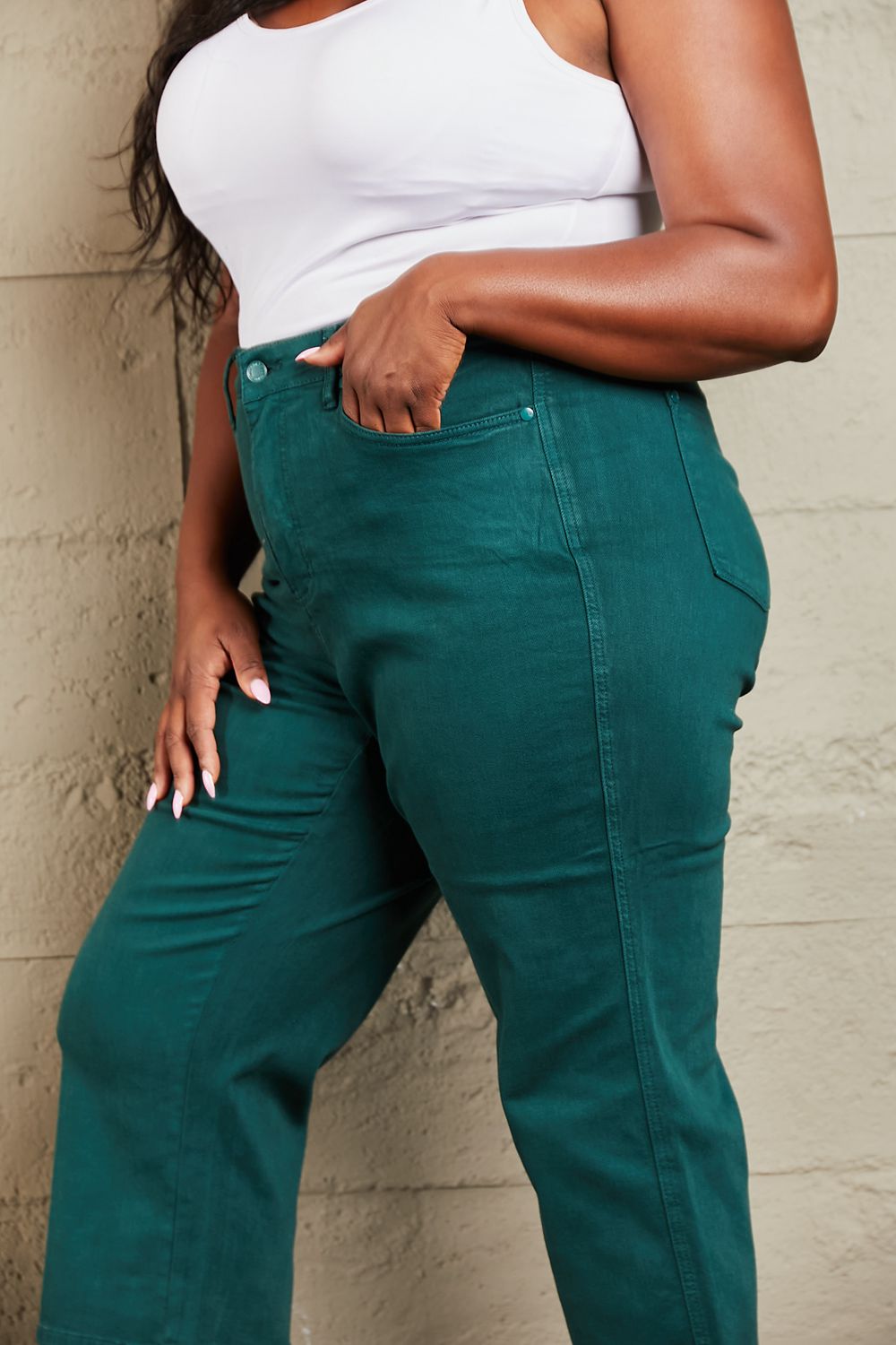 Tummy Control Cropped Wide Leg Jeans - Quelle's BoutiQue