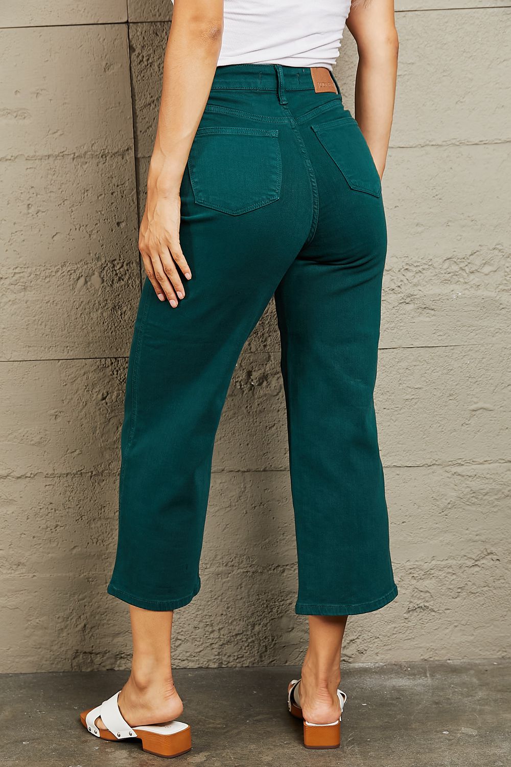 Tummy Control Cropped Wide Leg Jeans - Quelle's BoutiQue