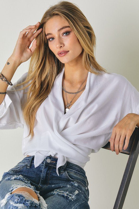 V-neck Long Sleeve Shirt - Quelle's BoutiQue