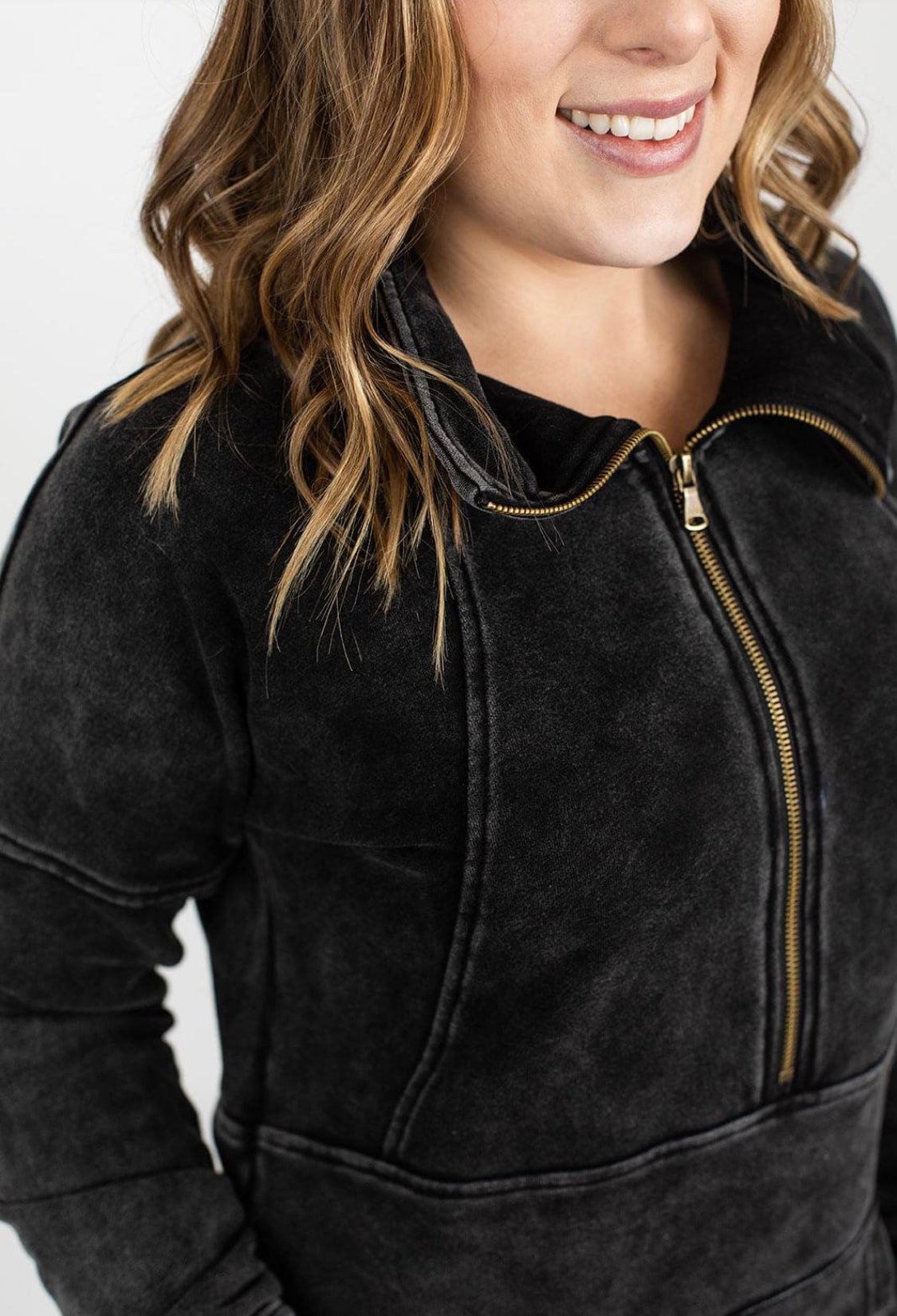 Vintage Wash Half Zip Pullover - Quelle's BoutiQue