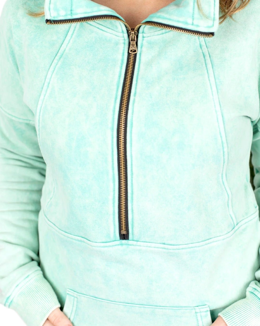 Vintage Wash Half Zip Pullover - Quelle's BoutiQue