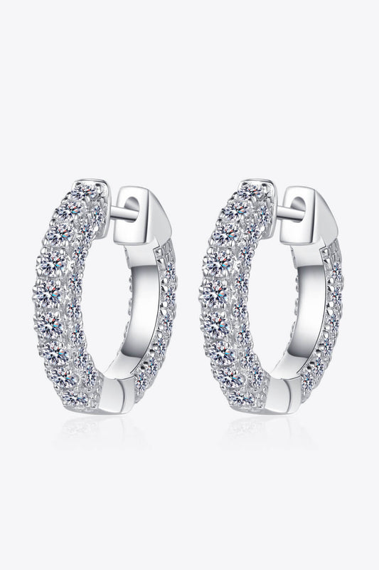 Sterling Silver Moissanite Hoop Earrings - Quelle's BoutiQue